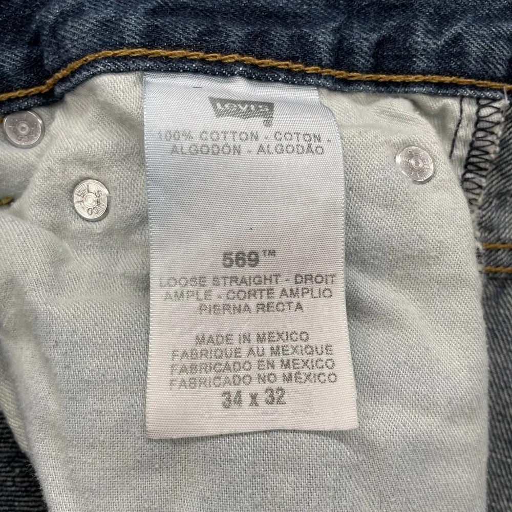 Levi's 569 Jeans Mens 35x30* Straight Baggy Whisker Denim Y2k Workwear 90s Skate